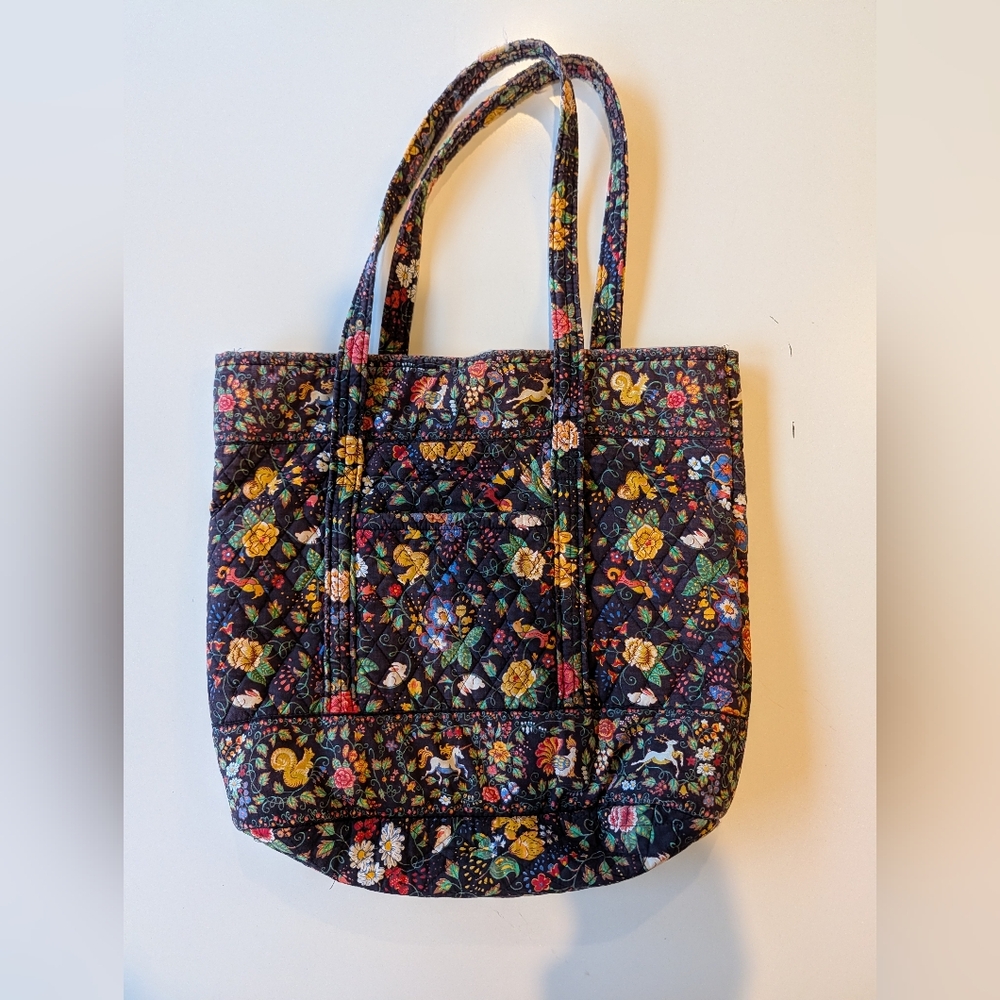 Vera Bradley Tavern On The Green Vintage 90s Cotton Quilted Tote - Picture 2 of 13